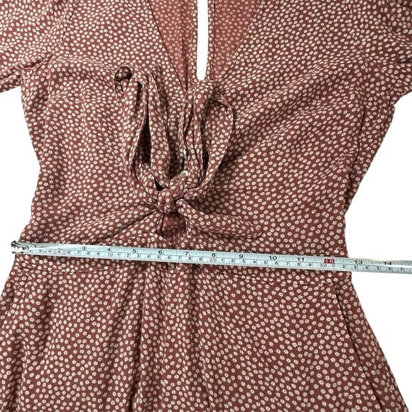 Abercrombie & Fitch Romper Floral Boho Split Back Maroon Sz S Festival Bloomcore - Picture 13 of 16